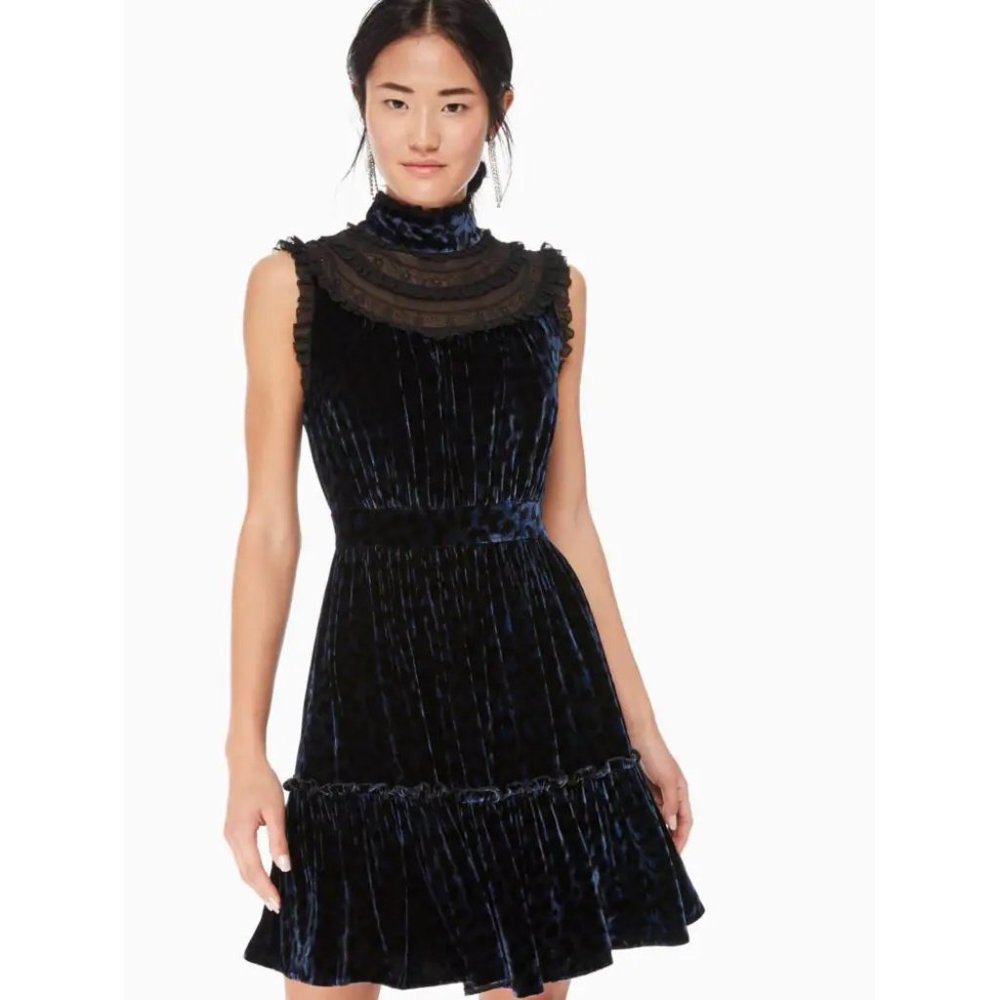 NWT Kate Spade Leopard Print Velvet Lace Dress size 14